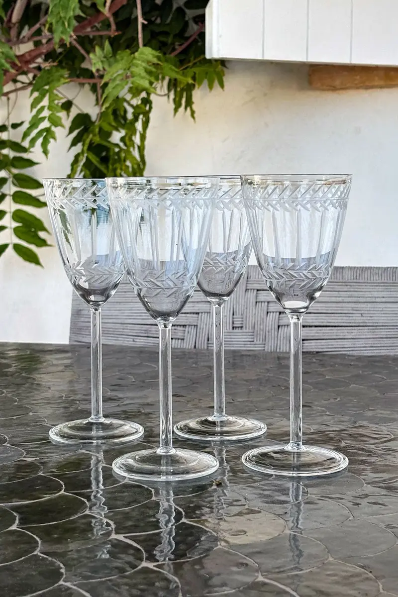 Set 4 Copas Champagne Cristal Tallado