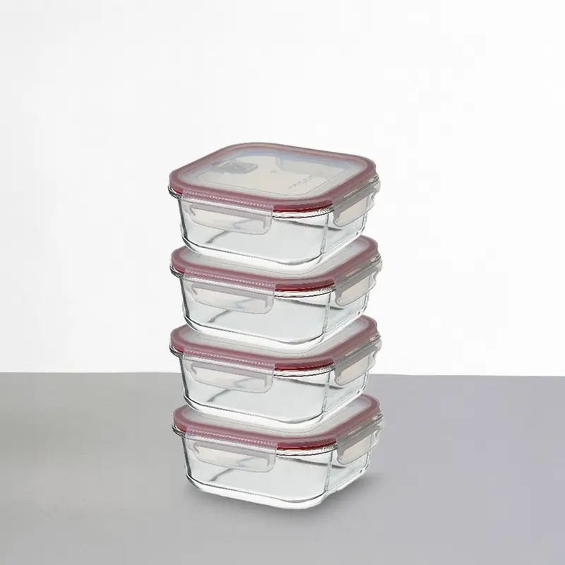 Set 4 tapers cuadrados de cristal transparente de 800 ml. 15x15x6 cm