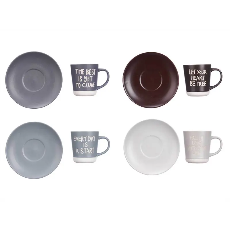 SET 4 TAZAS C/PLATO 180ML SURT.