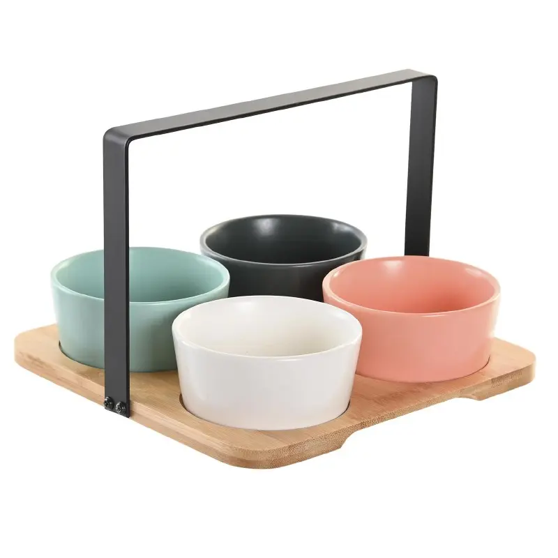 SET 5 PIEZAS APERITIVO BAMBU PORCELANA