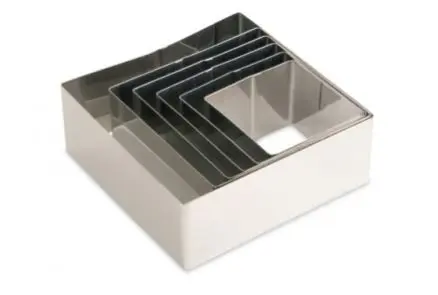 SET 6 AROS DE EMPLATAR FORMA CUADRADA INOX