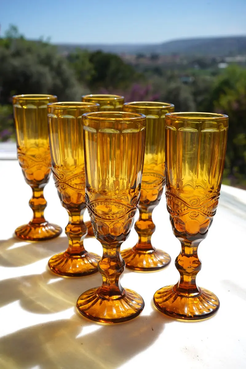 Set 6 Copas Champagne De Diseño Ámbar