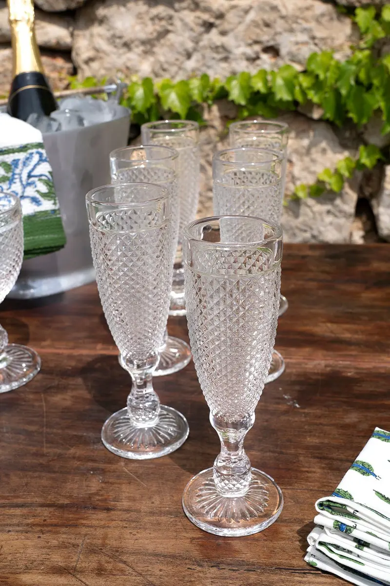 Set 6 Copas Cristal Champagne Transparente Picos