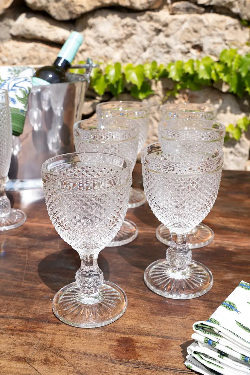 Set 6 Copas Cristal Vino Transparente Picos