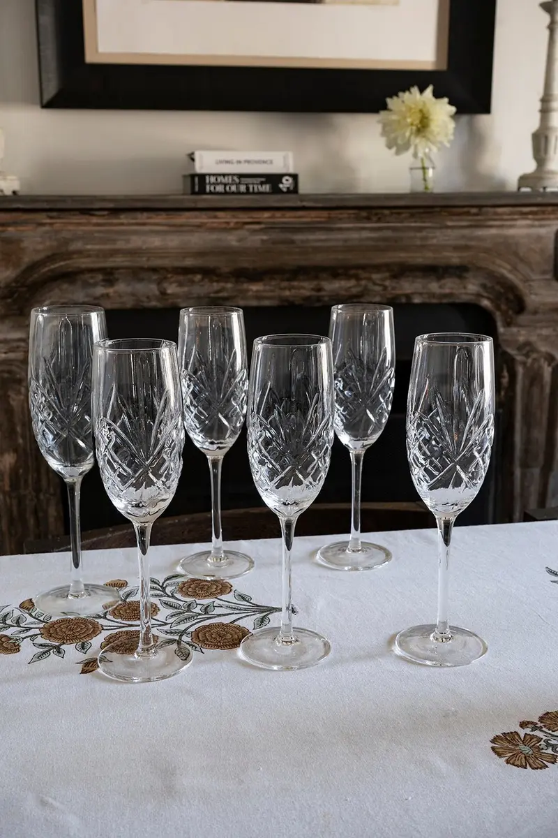 Set 6 Copas De Champagne Cristal Espiga
