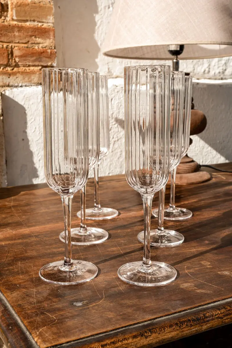 Set 6 Copas De Champagne Cristal Ondas