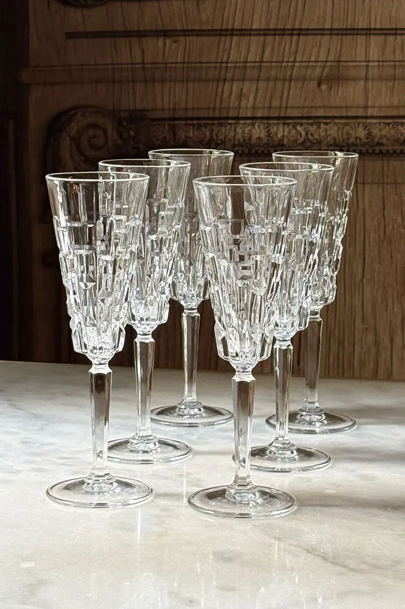 Set 6 Copas De Champagne Diseño Glacial