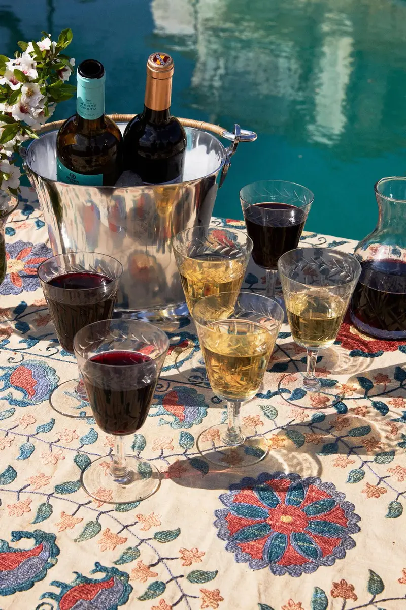 Set 6 Copas De Vino Cristal Tallado
