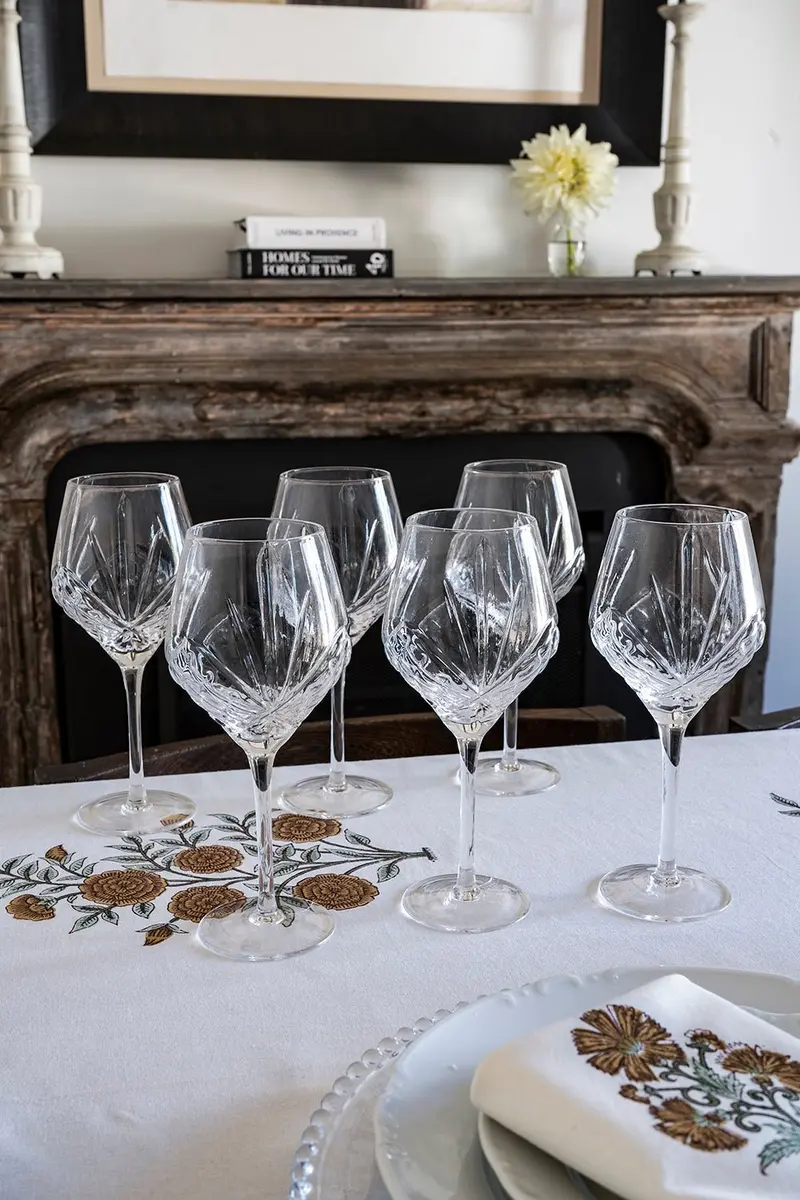 Set 6 Copas De Vino Ovaladas Cristal Espiga