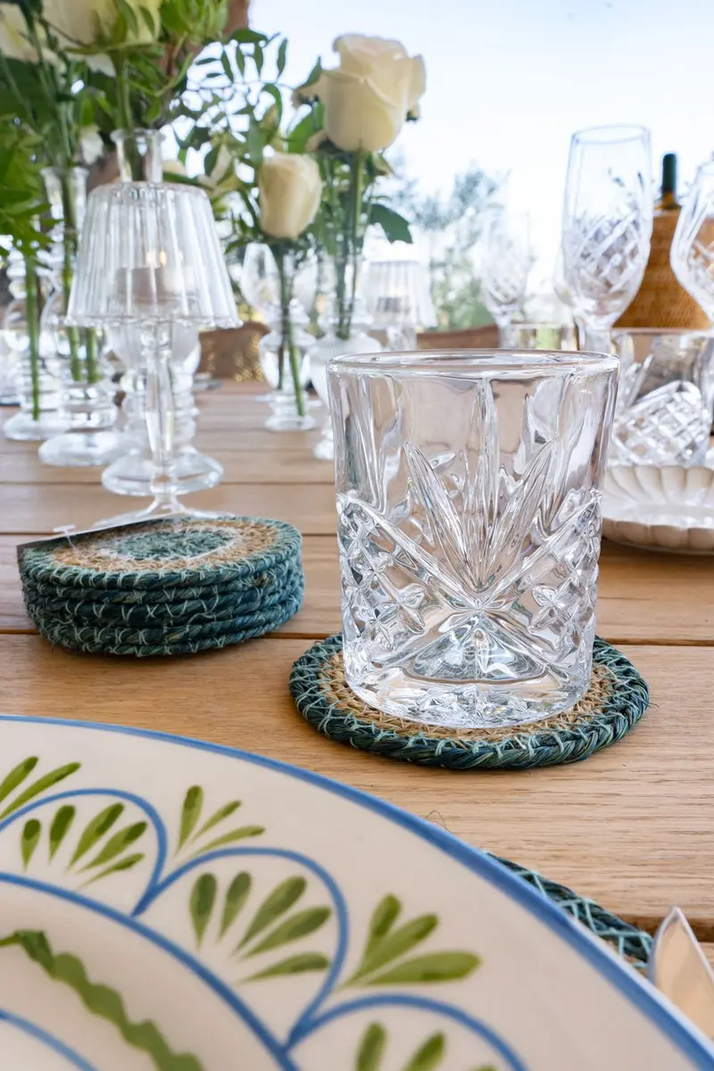 Set 6 posavasos de Seagrass Beige y Azul