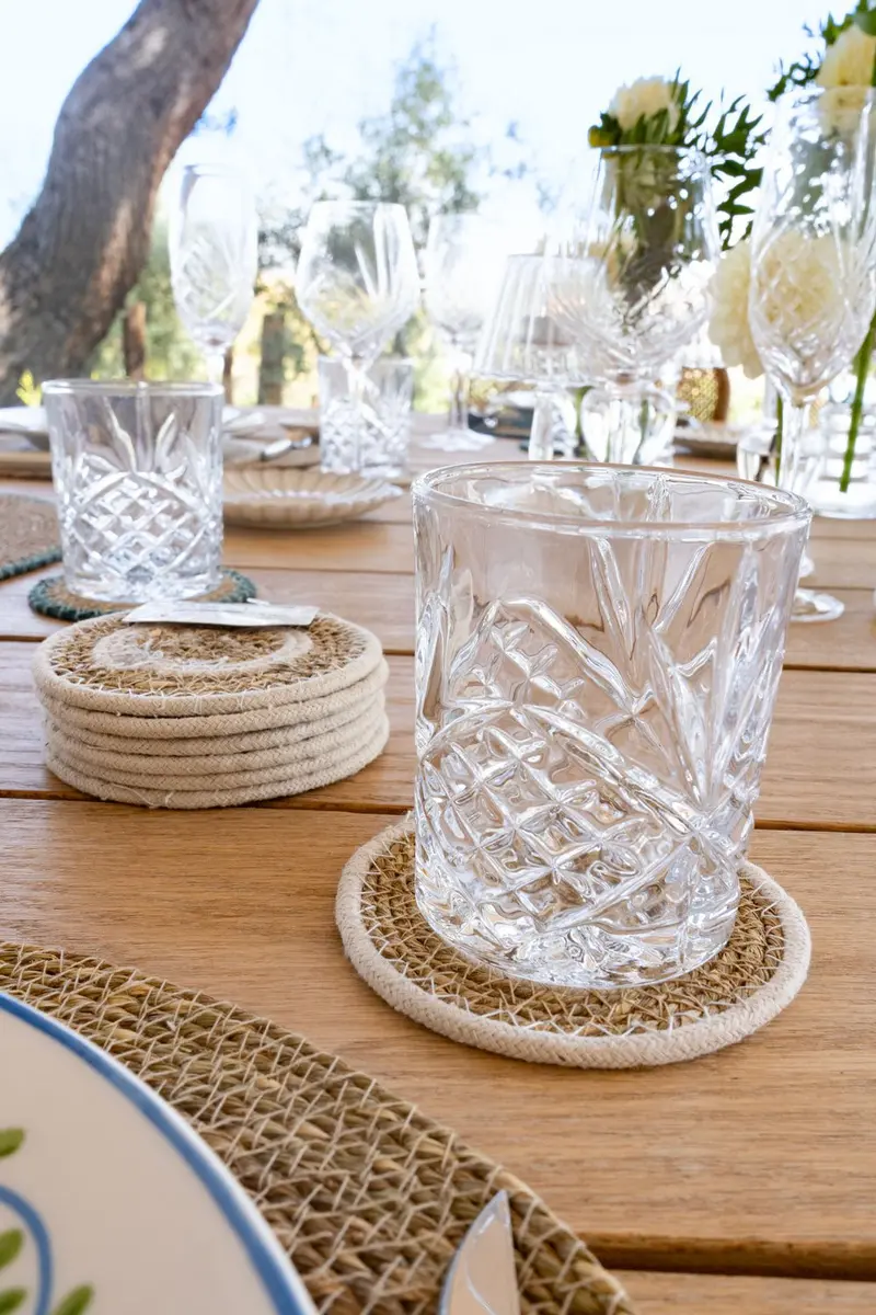 Set 6 posavasos de Seagrass Beige y Blanco