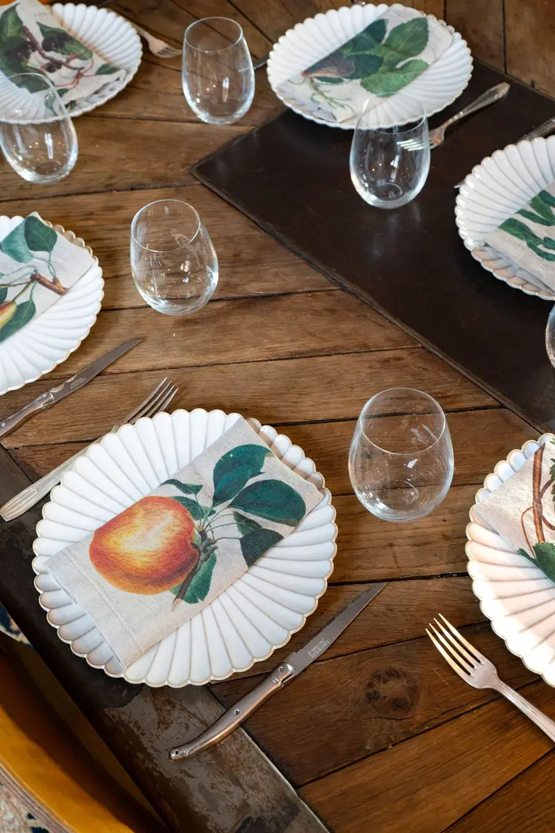 Set 6 Servilletas De Lino Con Diseño de Frutas