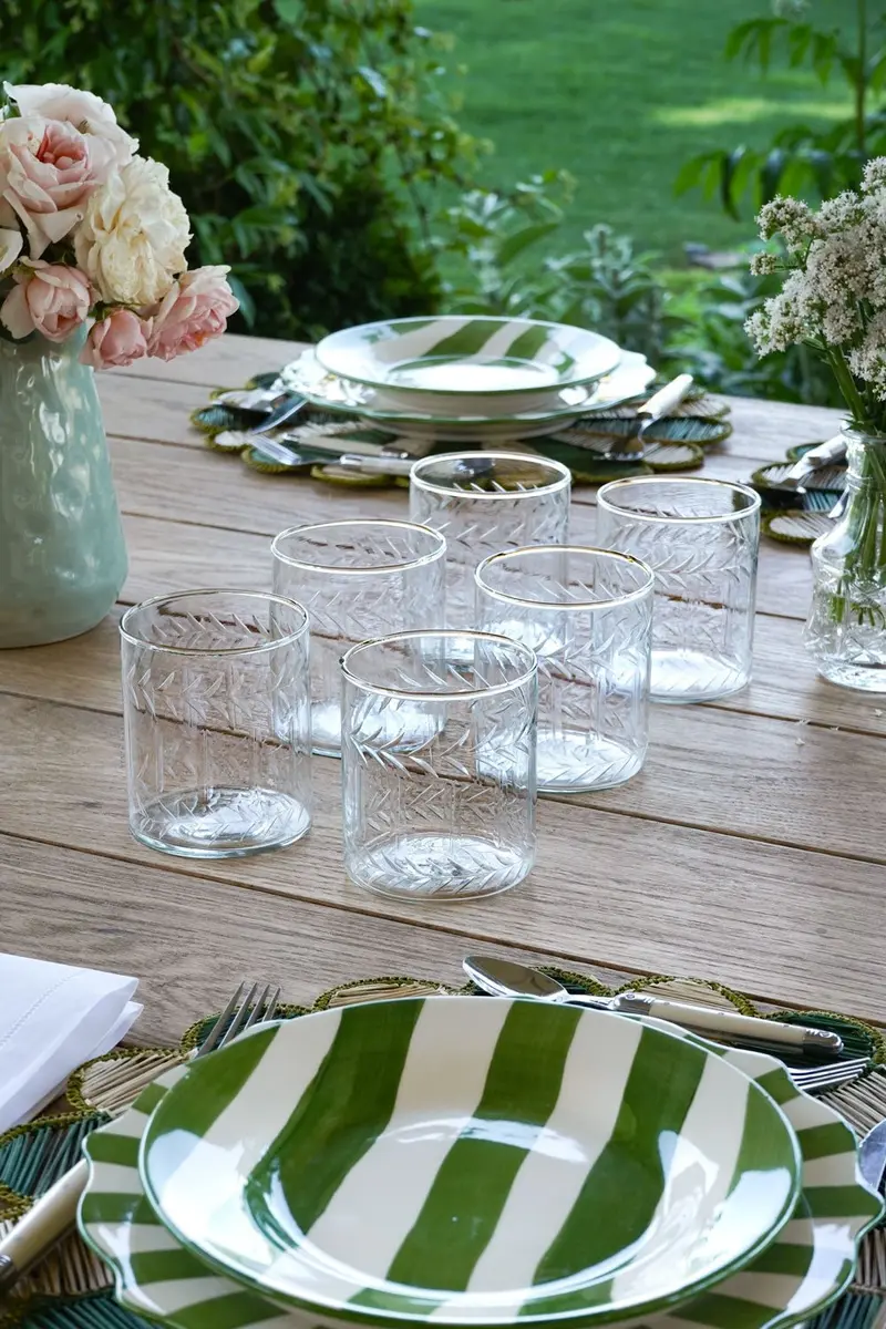 Set 6 Vasos Cristal Tallado