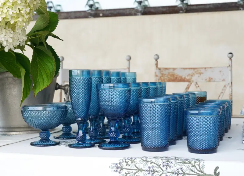 Set Completo Cristalería Azul Oscuro Picos 6 Pers
