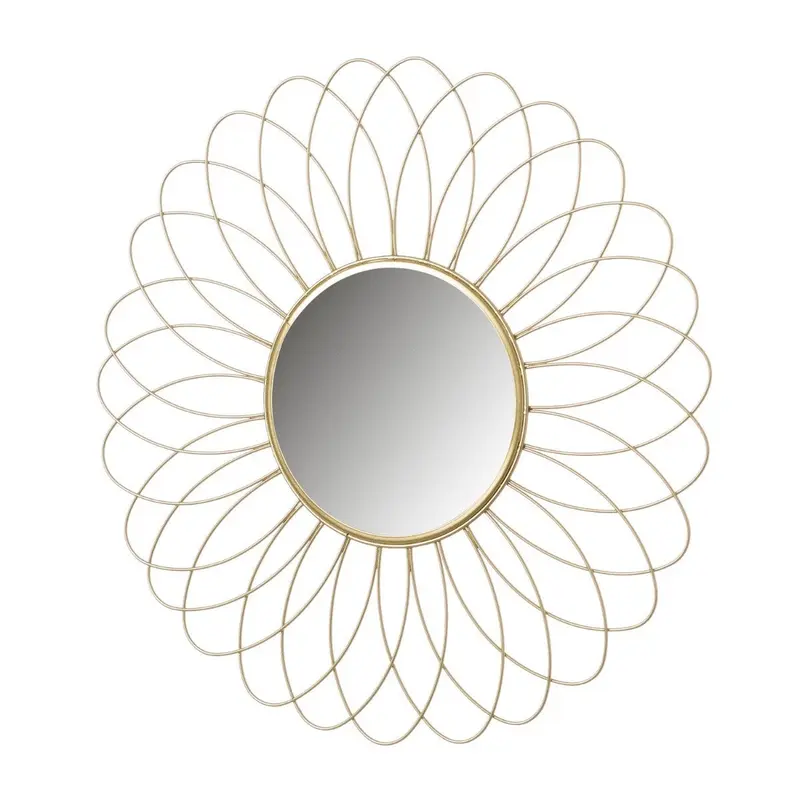 Set de 2 espejos decorativos de pared redondos en metal oro de 47x47 cm