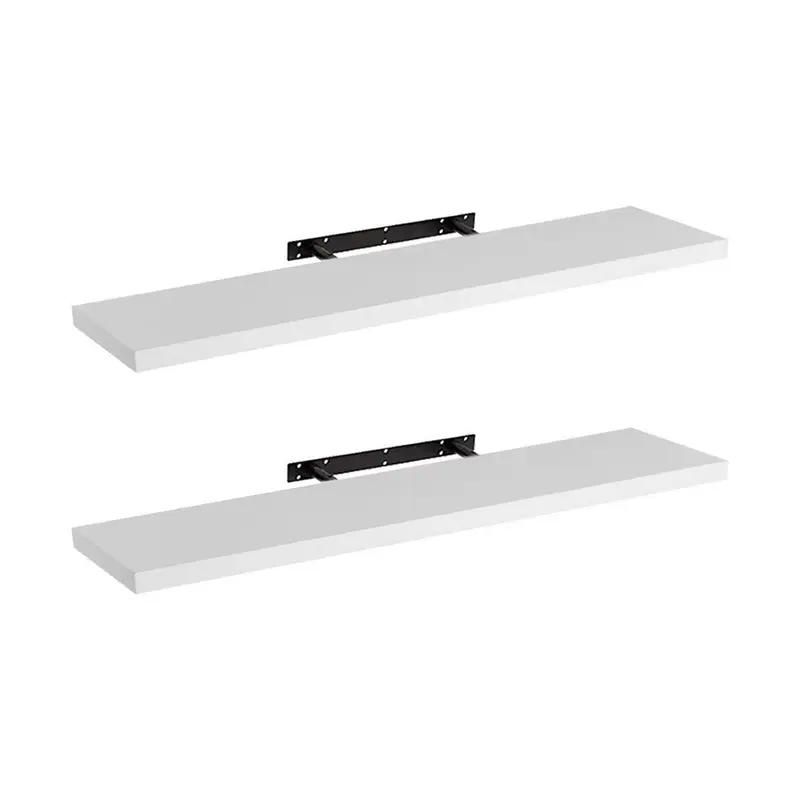 Set de 2 estantes de pared flotantes blancos de 120x23,5x3,8 cm