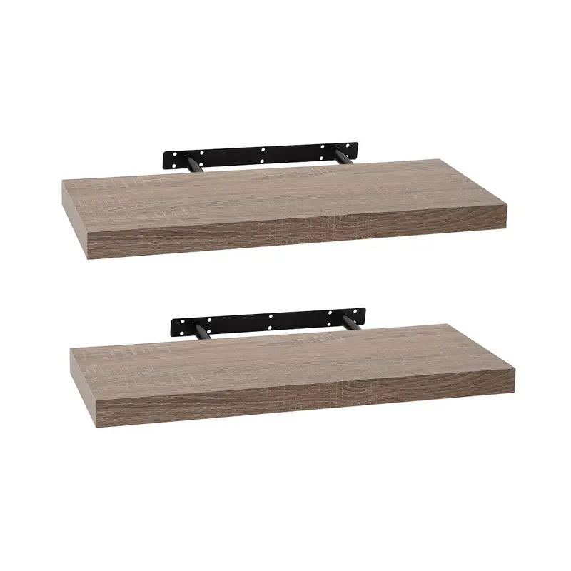 Set de 2 estantes de pared flotantes color madera natural de 60x23,5x3,8 cm