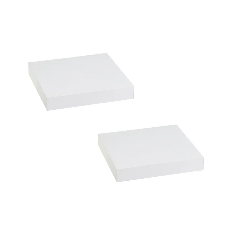 Set de 2 estantes flotantes cuadrados de tablero laminado blanco 23,5 cm