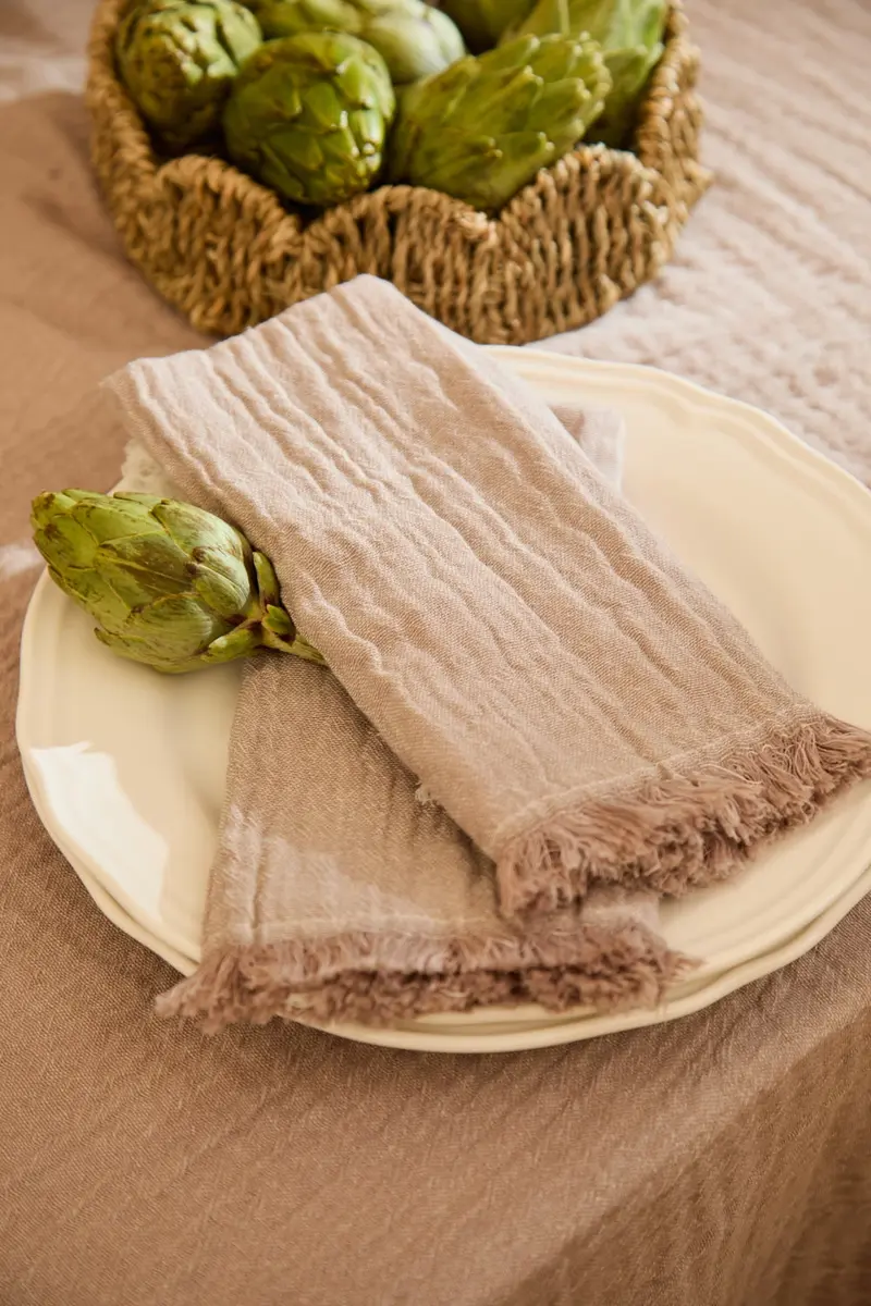 Set de 2 servilletas de muselina en tono tierra Layer