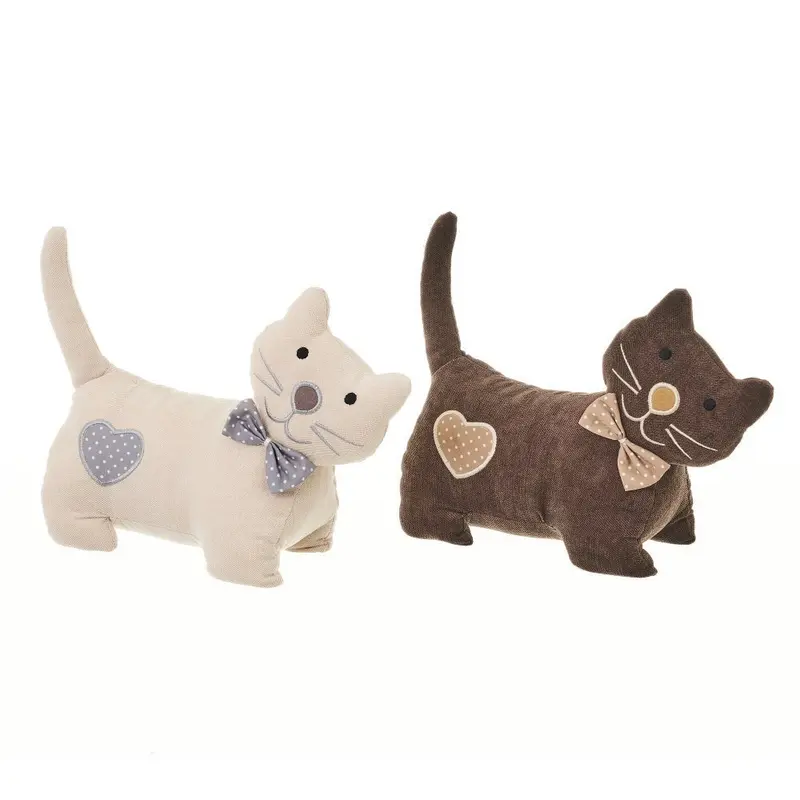 Set de 2 topes de puerta con forma de gatos beige y marrón de 27 cm y 14 kg