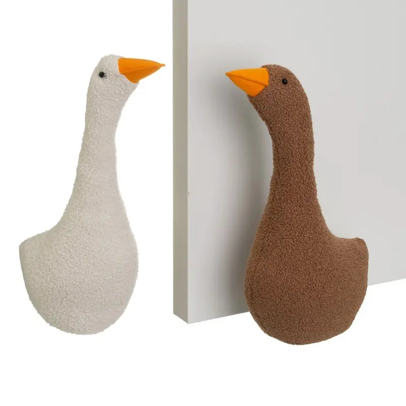 Set de 2 Topes de Puerta Ganso en Tela y Gravilla 27x11x39 cm