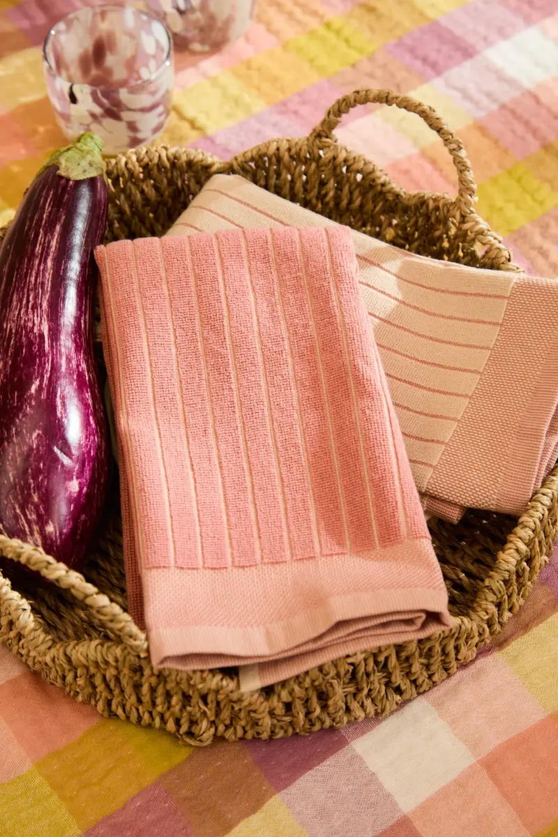 Set de 2 trapos de cocina de rizo rosa Lisboa