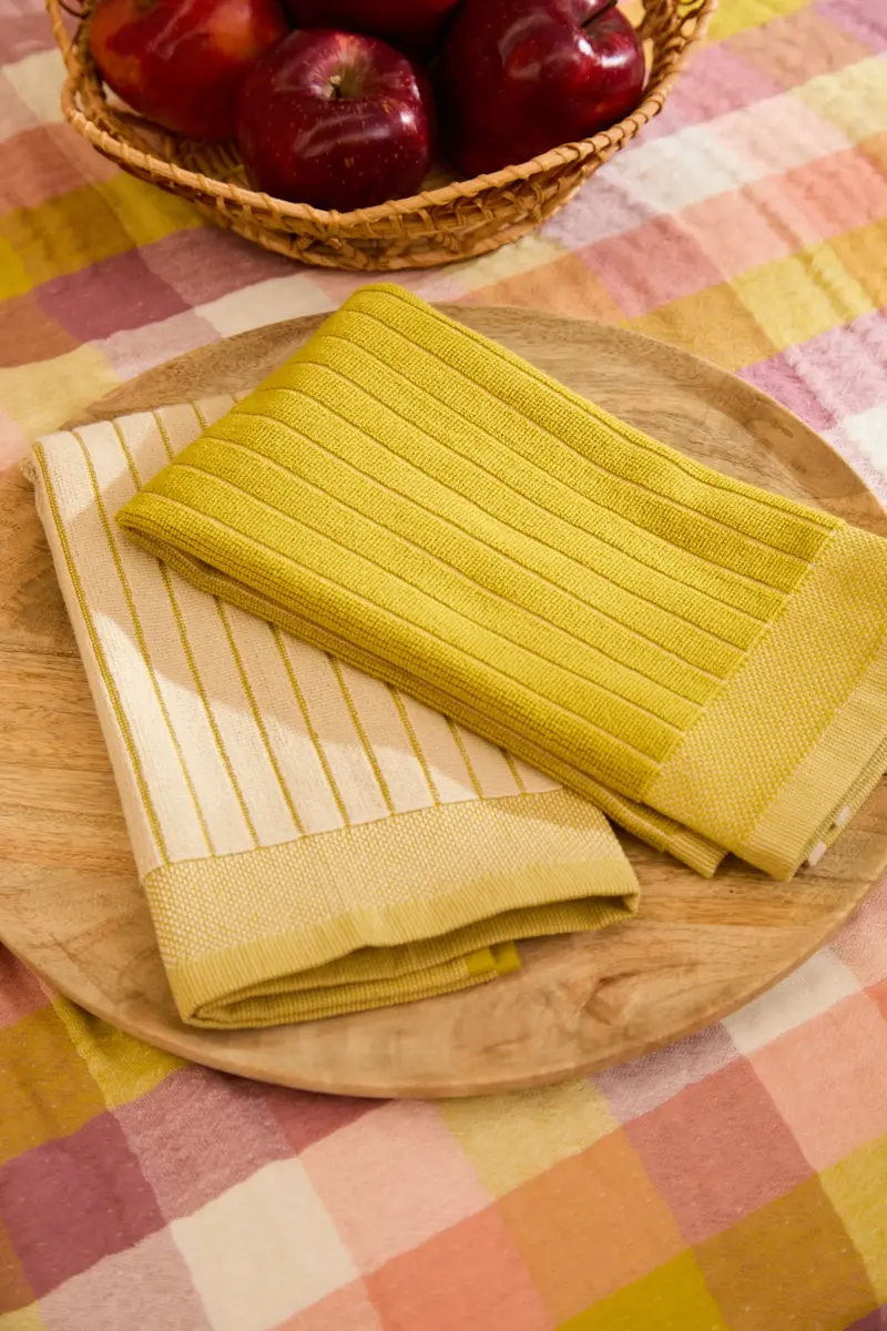 Set de 2 trapos de cocina de rizo verde Lisboa