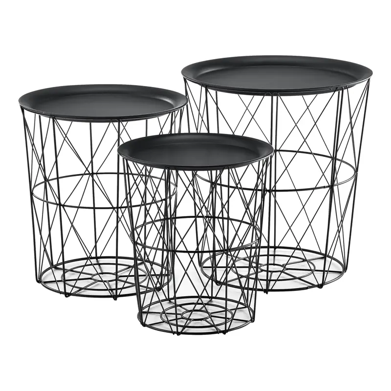Set de 3 cestas de metal mesa auxiliar Worcester en.casa