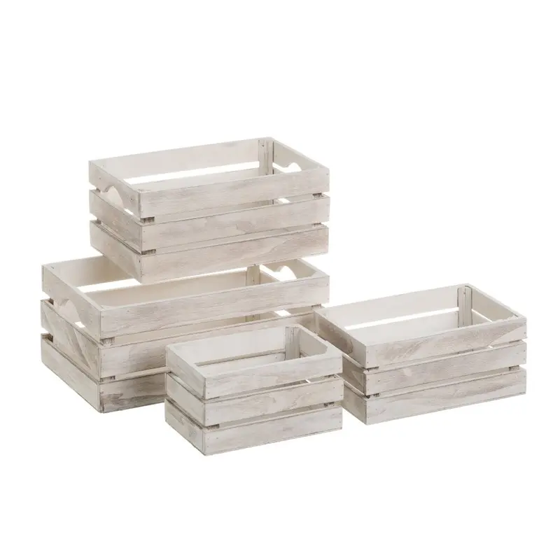 Set de 4 cajas organizadoras de madera gris estilo tradicional