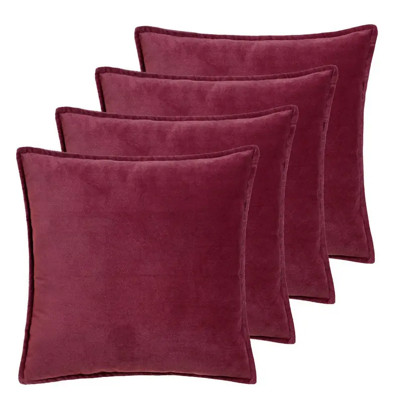 Set de 4 cojines Estela poliéster rojo granate con relleno 55x55 cm