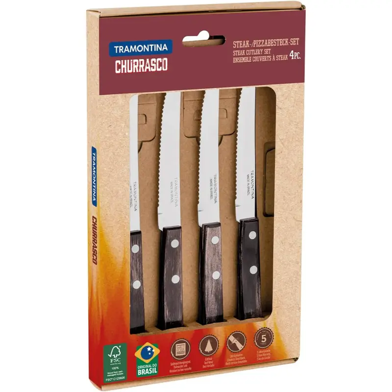SET DE 4 CUCHILLOS CHURRASCO TRAMONTINA