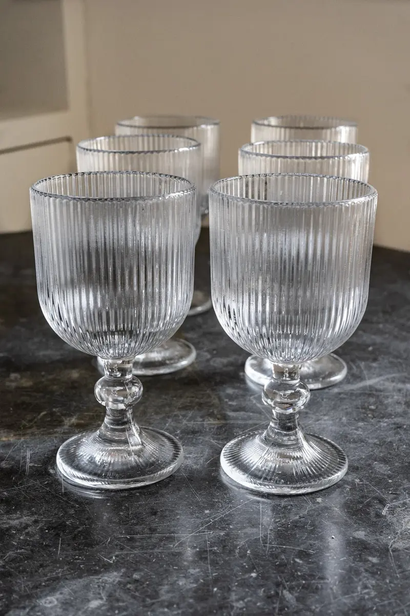 Set De 6 Copas De Cristal Talladas Transparentes
