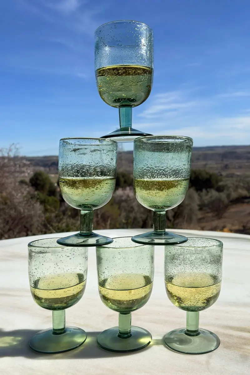 Set De 6 Copas Verdes Diseño Burbujas