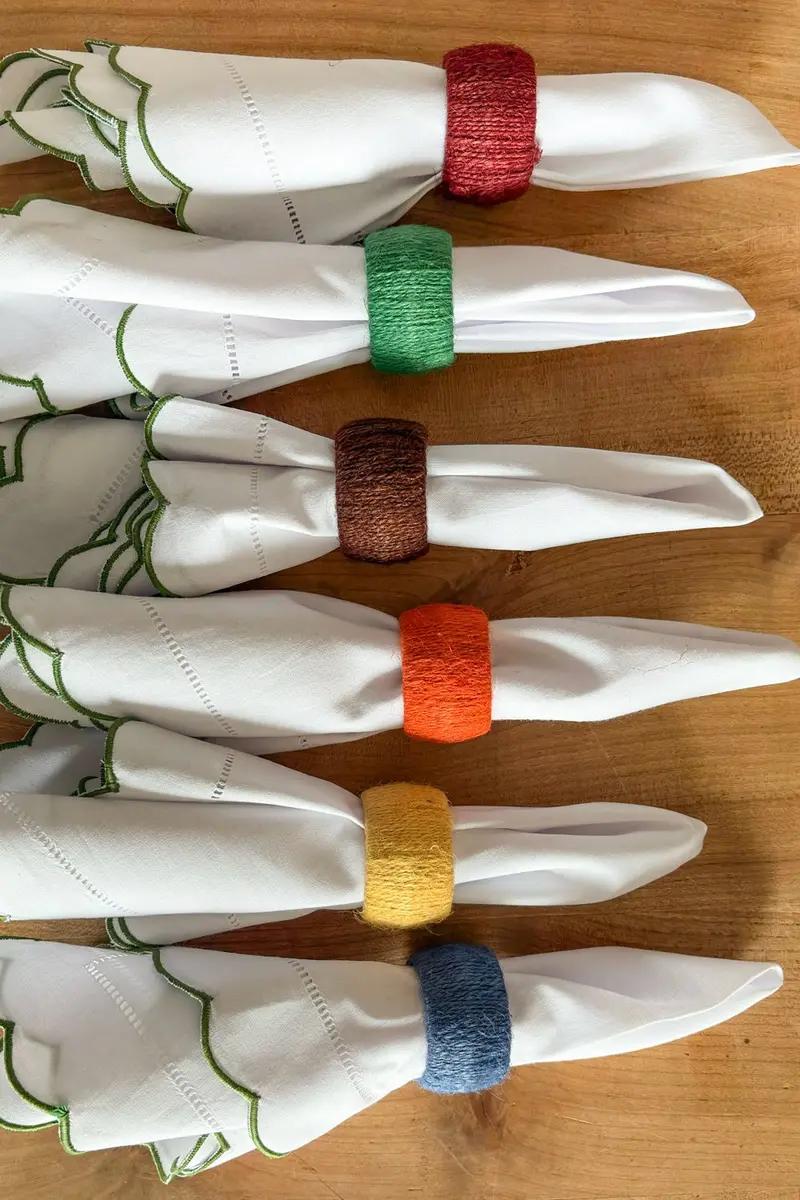 Set De 6 Servilleteros De Yute De Colores
