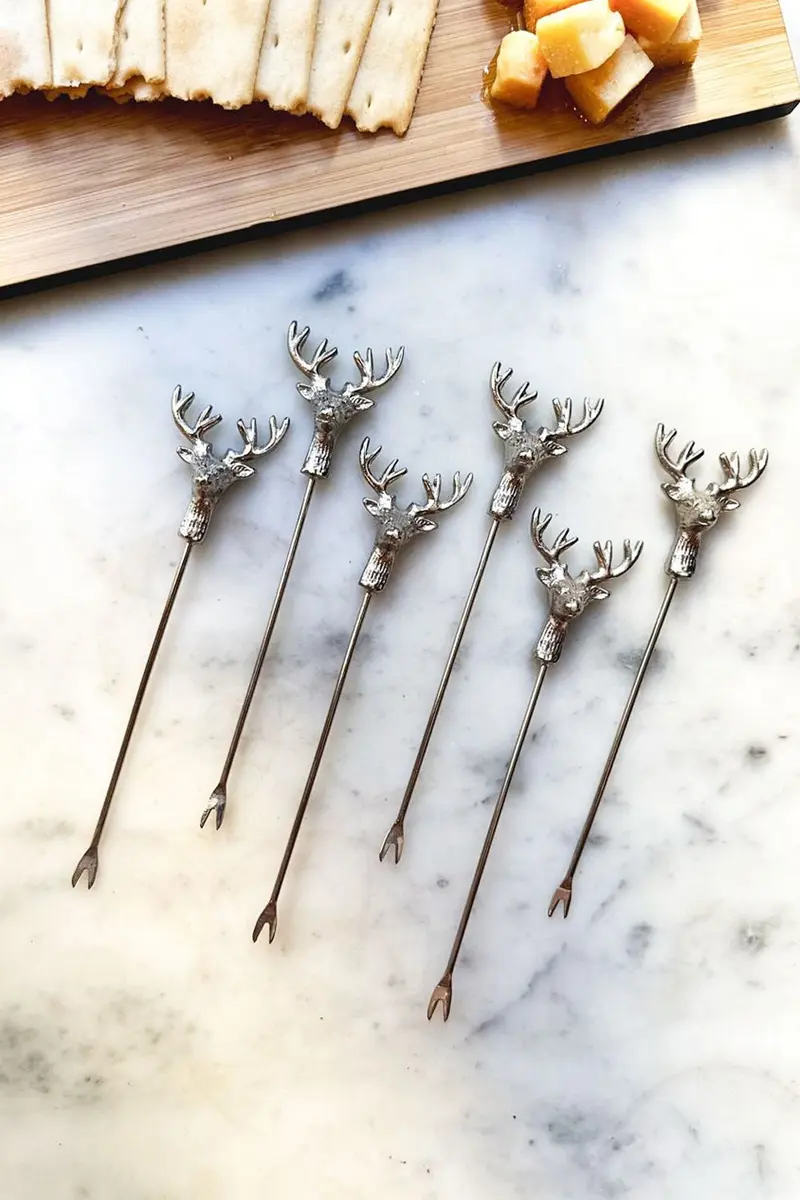 Set De 6 Tenedores Especiales Aperitivo Con Diseño De Ciervo