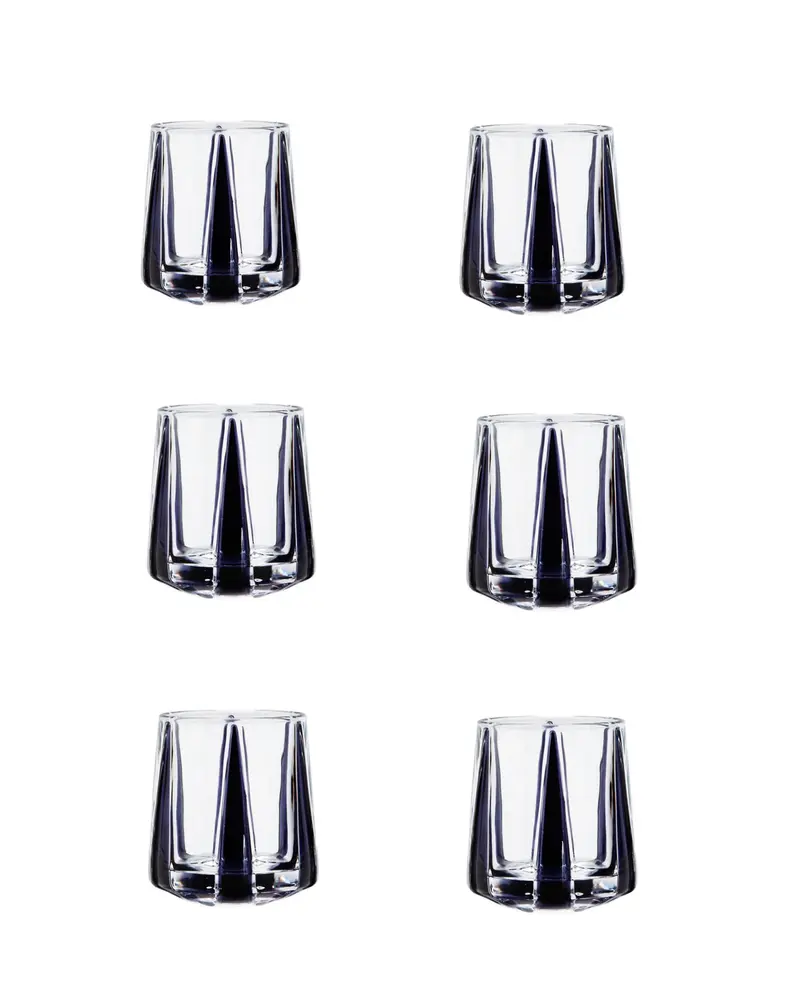SET DE 6 VASOS DE CRISTAL NEGRO