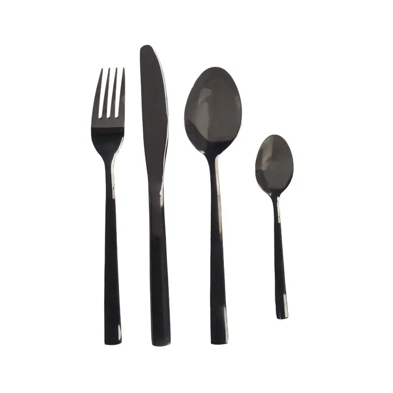 Set de Cubiertos Negros Modernos | Acero Inox 8 Piezas