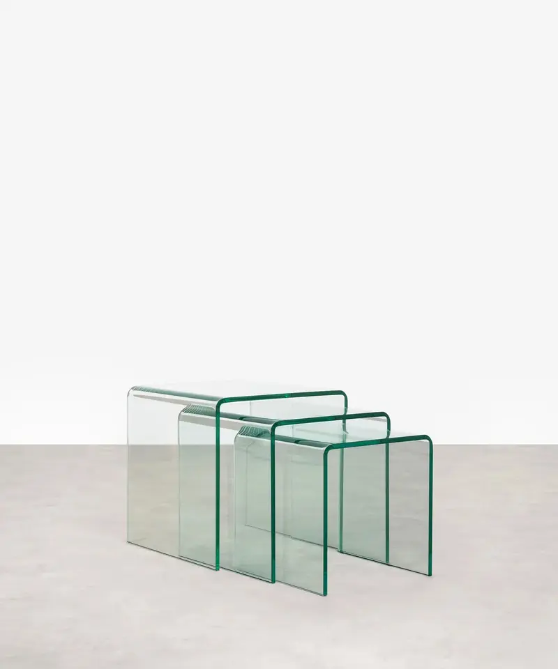 Set de Mesas Auxiliares de Cristal Templado Vulcano
