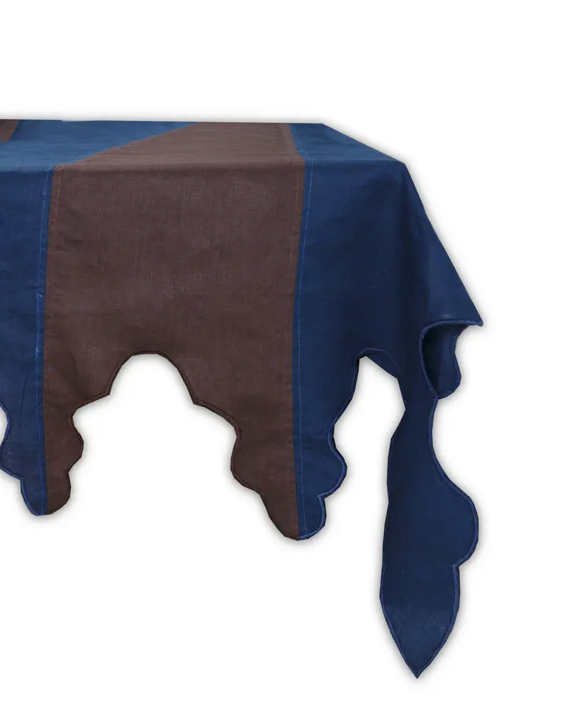 SET MANTEL E INDIVIDUALES AZUL Y MARRON