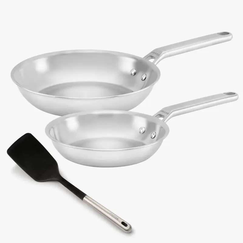 Set Sartenes Samoa Inox (20 y 24 cm) y espátula