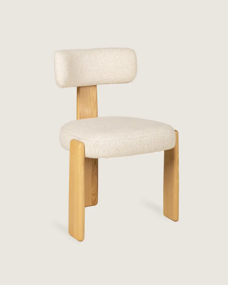 Silla cómoda comedor nórdica, tapizada madera fresno maciza patas de madera Lea