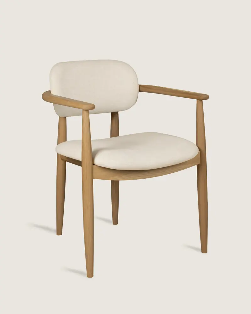 Silla cómoda comedor nórdica tapizada madera fresno maciza patas de madera Lys