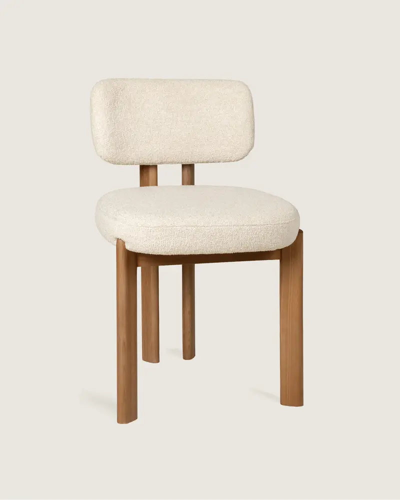 Silla cómoda comedor nórdica tapizada madera nogal maciza patas de madera Jade