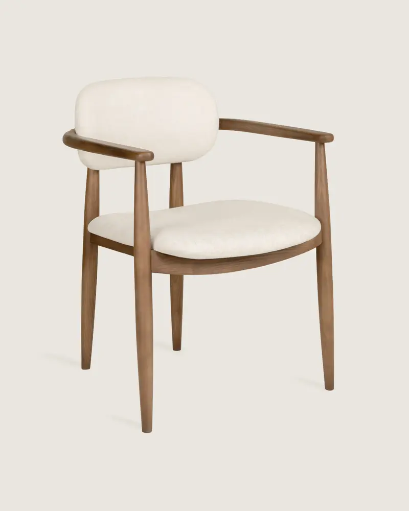 Silla cómoda comedor nórdica tapizada madera nogal maciza patas de madera Lys
