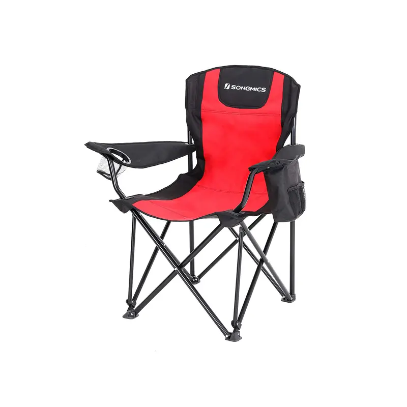 Silla de Camping Plegable Rojo y Negro