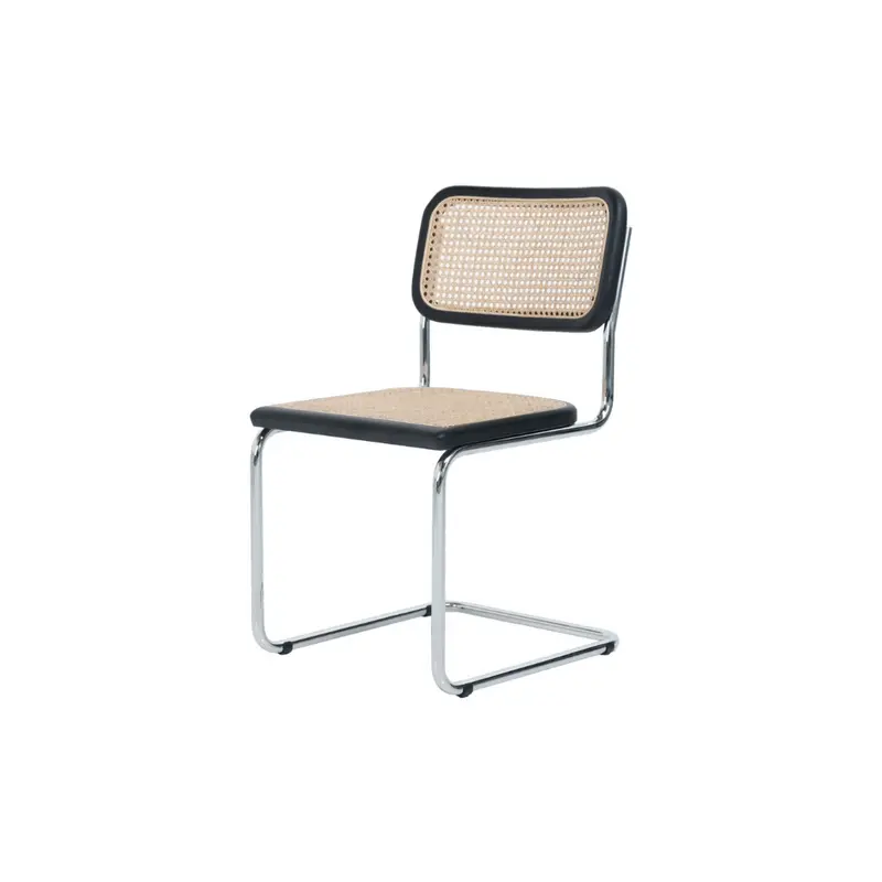 Silla de Caña Natural - Negro/Cromo - Columpio