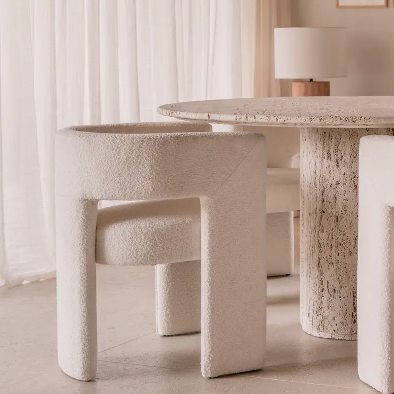 Silla de comedor Accent Teddy - Bouclé blanco