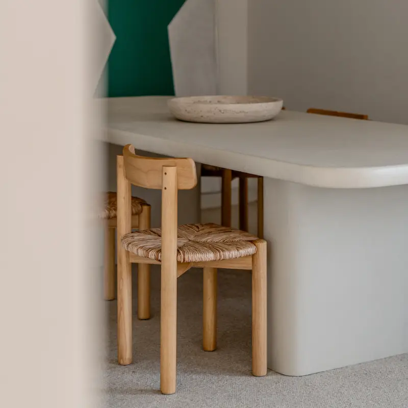 Silla de comedor Arlo - Roble - Asiento tejido en color natural