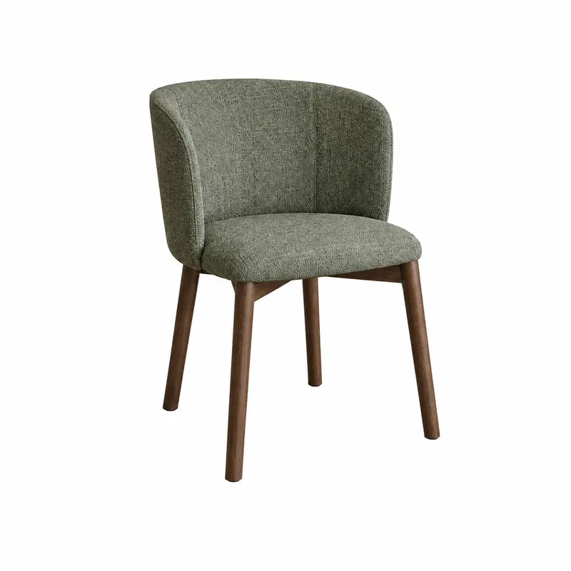 Silla de comedor Celia - Color nogal oscuro - Verde musgo