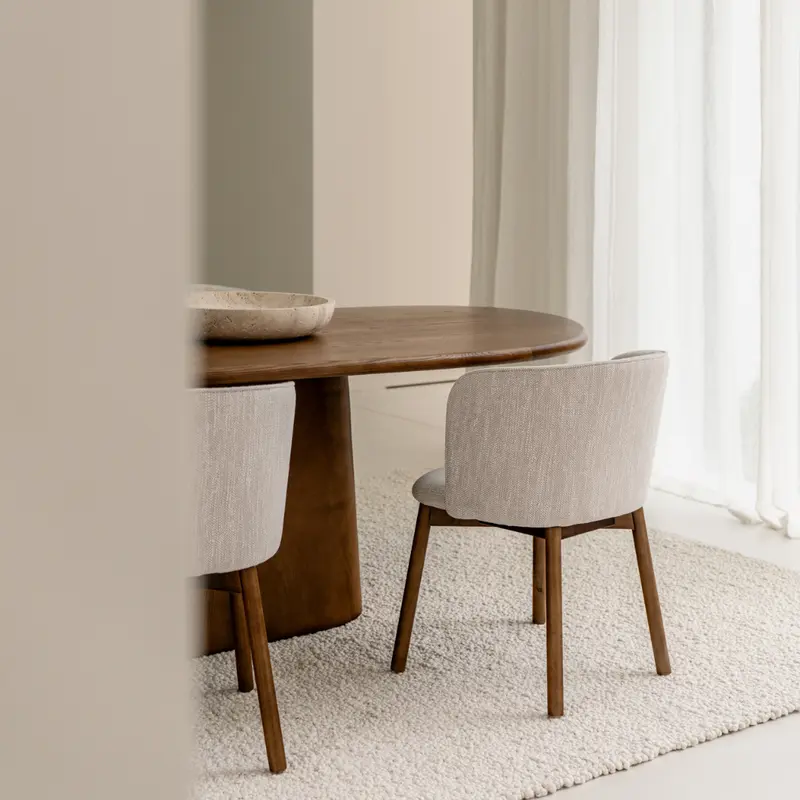 Silla de comedor Celia - Nogal oscuro - Tejido Sandstone Spotted
